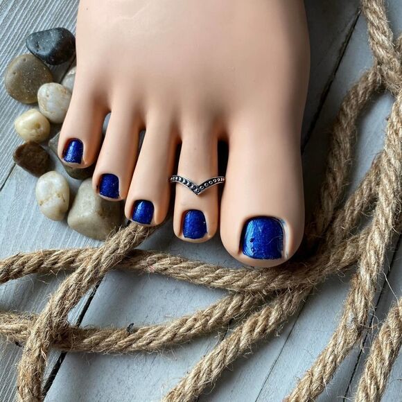 Sterling Silver V Shaped Dotted Toe Ring - Picture 1 of 3